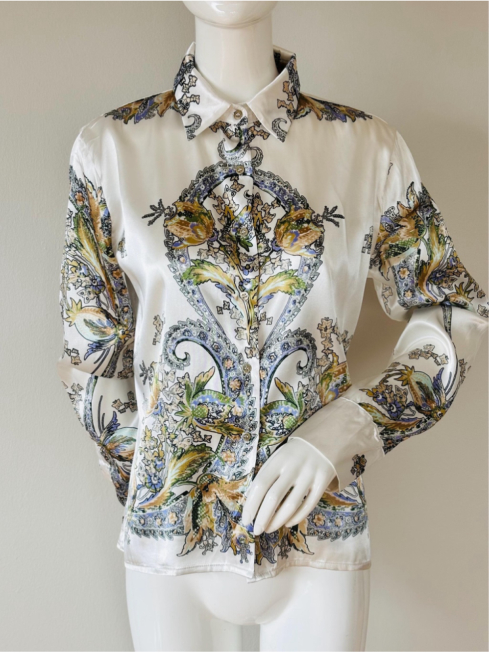 Roberto Cavalli Satin Blouse Fitted Designer Top